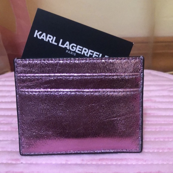 NWT- Karl Lagerfeld Metallic Card Holder - Picture 3 of 4